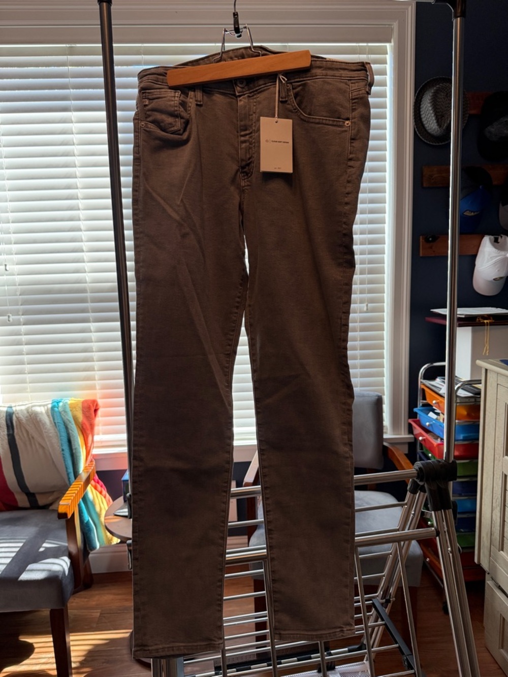 Ag Adriano Goldschmied Slim Straight Jeans in Brown